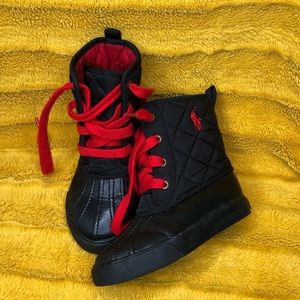 Toddler boys Polo boots - black with red laces